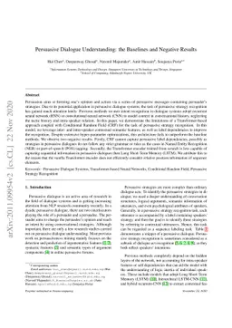 Persuasive Dialogue Understanding: the Baselines and Negative Results