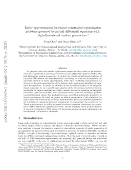 Taylor approximation for chance constrained optimization problems
  governed by partial differential equations with high-dimensional random
  parameters