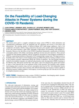 On the Feasibility of Load-Changing Attacks in Power Systems during the
  COVID-19 Pandemic