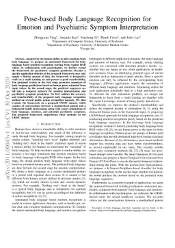 Pose-based Body Language Recognition for Emotion and Psychiatric Symptom
  Interpretation