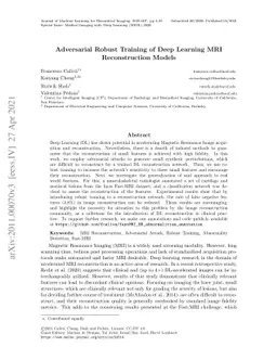 Adversarial Robust Training of Deep Learning MRI Reconstruction Models