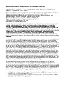 Photonics for artificial intelligence and neuromorphic computing