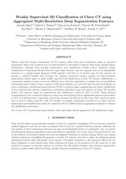 Weakly Supervised 3D Classification of Chest CT using Aggregated
  Multi-Resolution Deep Segmentation Features