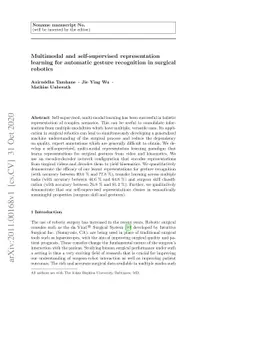 Multimodal and self-supervised representation learning for automatic
  gesture recognition in surgical robotics