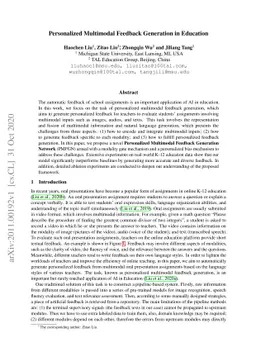 Personalized Multimodal Feedback Generation in Education