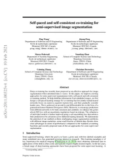 Self-paced and self-consistent co-training for semi-supervised image
  segmentation