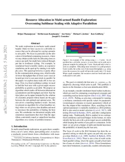 Resource Allocation in Multi-armed Bandit Exploration: Overcoming
  Sublinear Scaling with Adaptive Parallelism
