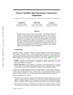 Linear Classifiers that Encourage Constructive Adaptation