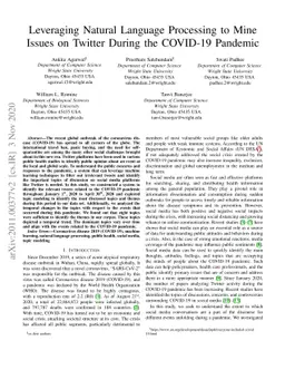 Leveraging Natural Language Processing to Mine Issues on Twitter During
  the COVID-19 Pandemic