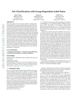 Fair Classification with Group-Dependent Label Noise