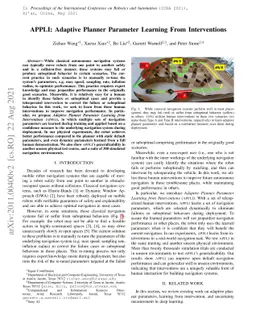 APPLI: Adaptive Planner Parameter Learning From Interventions