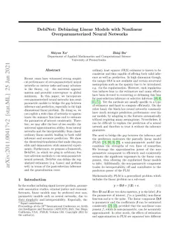 DebiNet: Debiasing Linear Models with Nonlinear Overparameterized Neural
  Networks