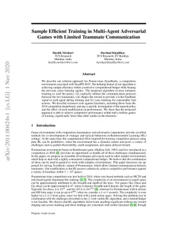 Sample Efficient Training in Multi-Agent Adversarial Games with Limited
  Teammate Communication