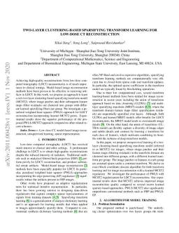 Two-layer clustering-based sparsifying transform learning for low-dose
  CT reconstruction