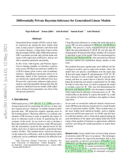 Differentially Private Bayesian Inference for Generalized Linear Models