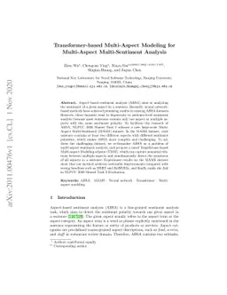 Transformer-based Multi-Aspect Modeling for Multi-Aspect Multi-Sentiment
  Analysis