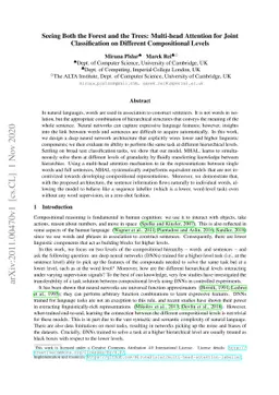 Seeing Both the Forest and the Trees: Multi-head Attention for Joint
  Classification on Different Compositional Levels