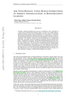 Ask Your Humans: Using Human Instructions to Improve Generalization in
  Reinforcement Learning