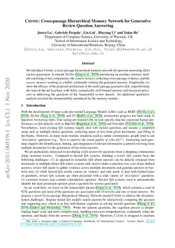 CHIME: Cross-passage Hierarchical Memory Network for Generative Review
  Question Answering