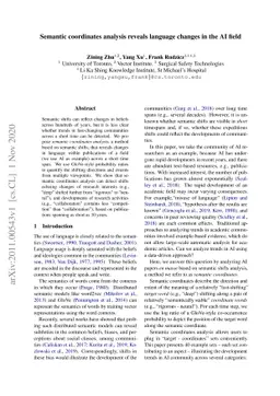 Semantic coordinates analysis reveals language changes in the AI field