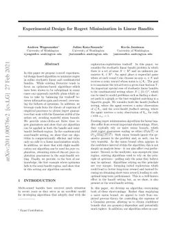Experimental Design for Regret Minimization in Linear Bandits