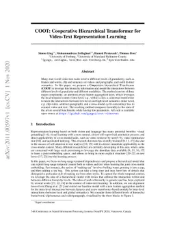 COOT: Cooperative Hierarchical Transformer for Video-Text Representation
  Learning