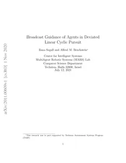 Broadcast Guidance of Agents in Deviated Linear Cyclic Pursuit