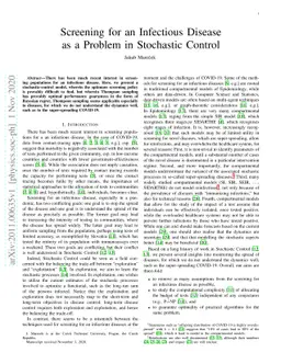Screening for an Infectious Disease as a Problem in Stochastic Control