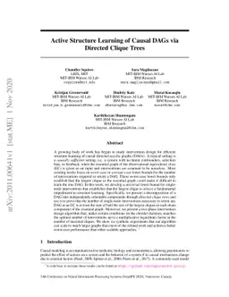 Active Structure Learning of Causal DAGs via Directed Clique Tree