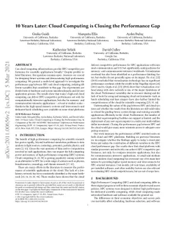 10 Years Later: Cloud Computing is Closing the Performance Gap