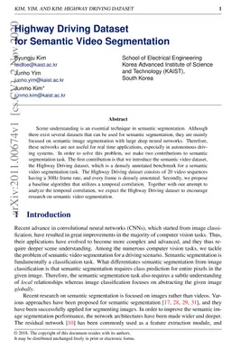 Highway Driving Dataset for Semantic Video Segmentation