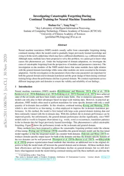 Investigating Catastrophic Forgetting During Continual Training for
  Neural Machine Translation