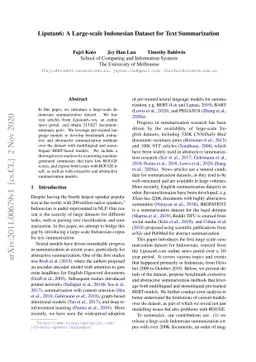 Liputan6: A Large-scale Indonesian Dataset for Text Summarization