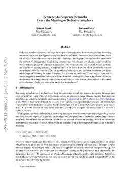 Sequence-to-Sequence Networks Learn the Meaning of Reflexive Anaphora