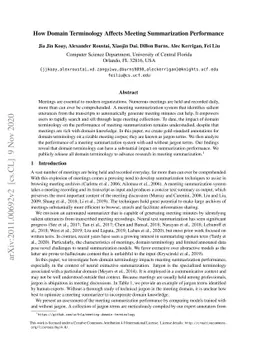 How Domain Terminology Affects Meeting Summarization Performance