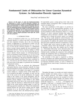 Fundamental Limits of Obfuscation for Linear Gaussian Dynamical Systems:
  An Information-Theoretic Approach