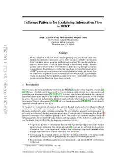 Influence Patterns for Explaining Information Flow in BERT
