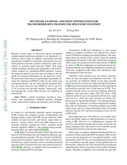 Multitask Learning and Joint Optimization for Transformer-RNN-Transducer
  Speech Recognition