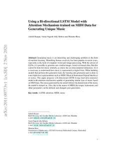 Using a Bi-directional LSTM Model with Attention Mechanism trained on
  MIDI Data for Generating Unique Music
