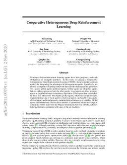 Cooperative Heterogeneous Deep Reinforcement Learning