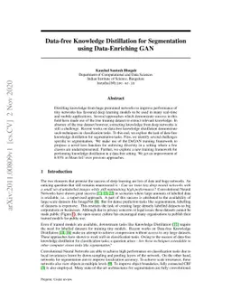 Data-free Knowledge Distillation for Segmentation using Data-Enriching
  GAN