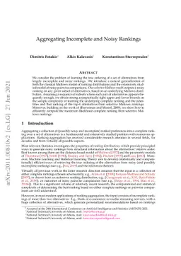 Aggregating Incomplete and Noisy Rankings