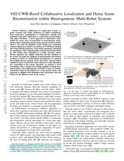 VIO-UWB-Based Collaborative Localization and Dense Scene Reconstruction
  within Heterogeneous Multi-Robot Systems