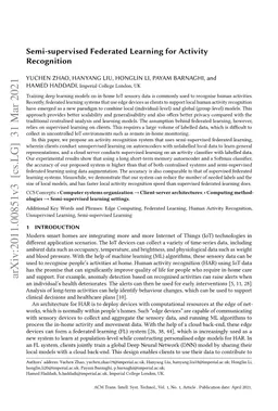 Semi-supervised Federated Learning for Activity Recognition