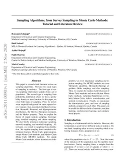 Sampling Algorithms, from Survey Sampling to Monte Carlo Methods:
  Tutorial and Literature Review