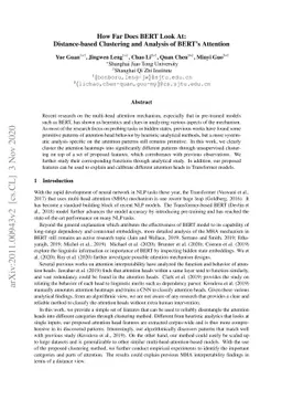How Far Does BERT Look At:Distance-based Clustering and Analysis of
  BERT$'$s Attention