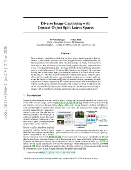 Diverse Image Captioning with Context-Object Split Latent Spaces