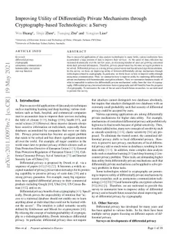 Improving Utility of Differentially Private Mechanisms through
  Cryptography-based Technologies: a Survey