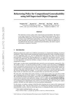 Refactoring Policy for Compositional Generalizability using
  Self-Supervised Object Proposals