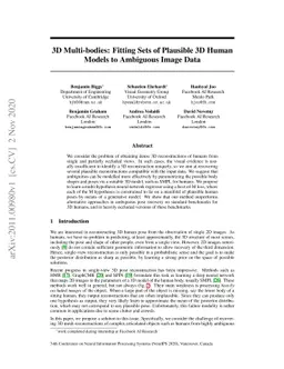 3D Multi-bodies: Fitting Sets of Plausible 3D Human Models to Ambiguous
  Image Data